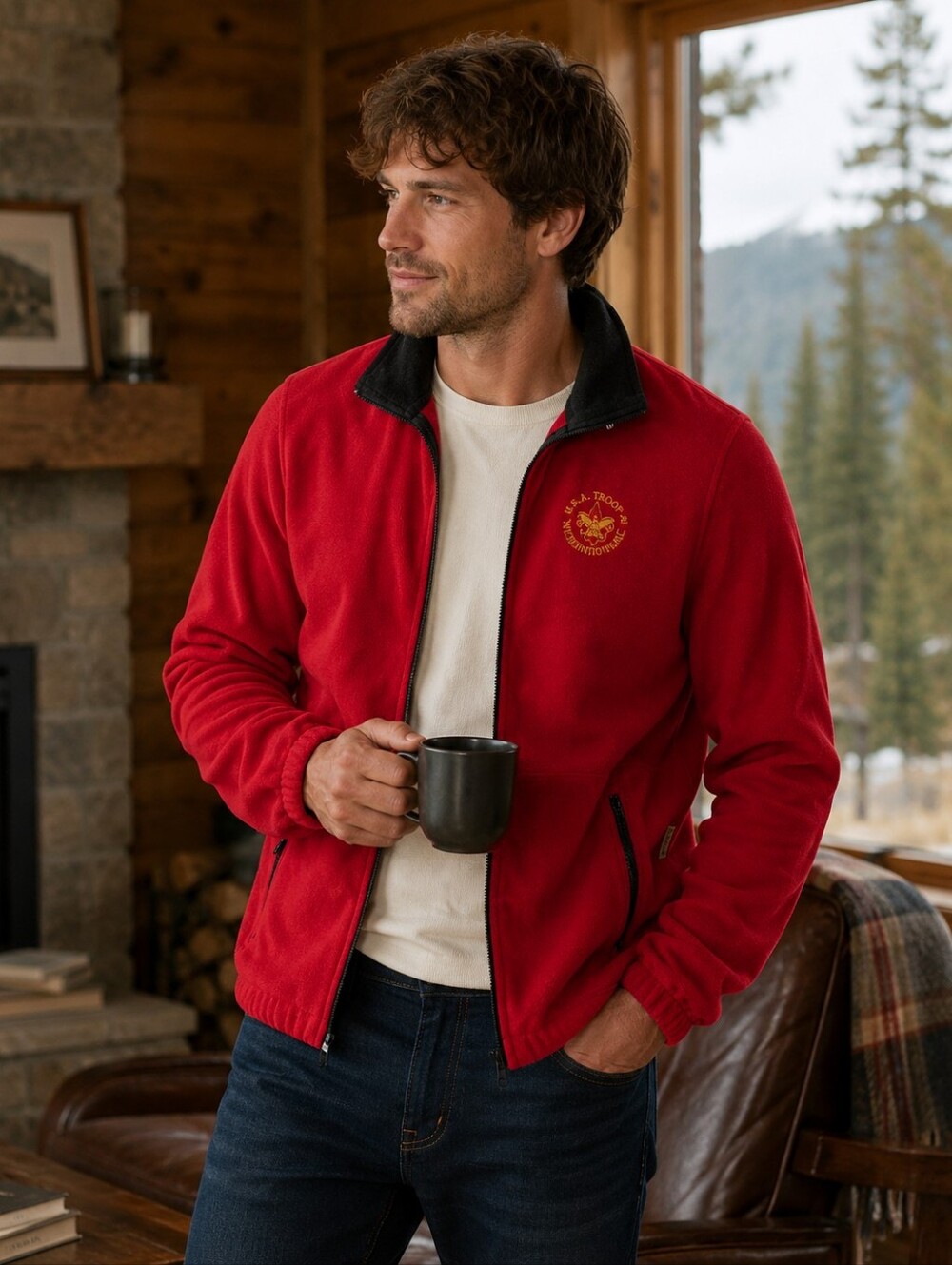 Colorado Timberline Red Full Zip Fleece Jacket Men’s Small Outdoor Cozy